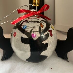 Holiday Reindeer Ornament with Red Bow 3”